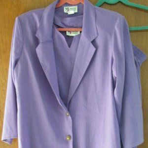 Vtg Maggie Sweet 3 PC Purple Polyester Pant Suit M